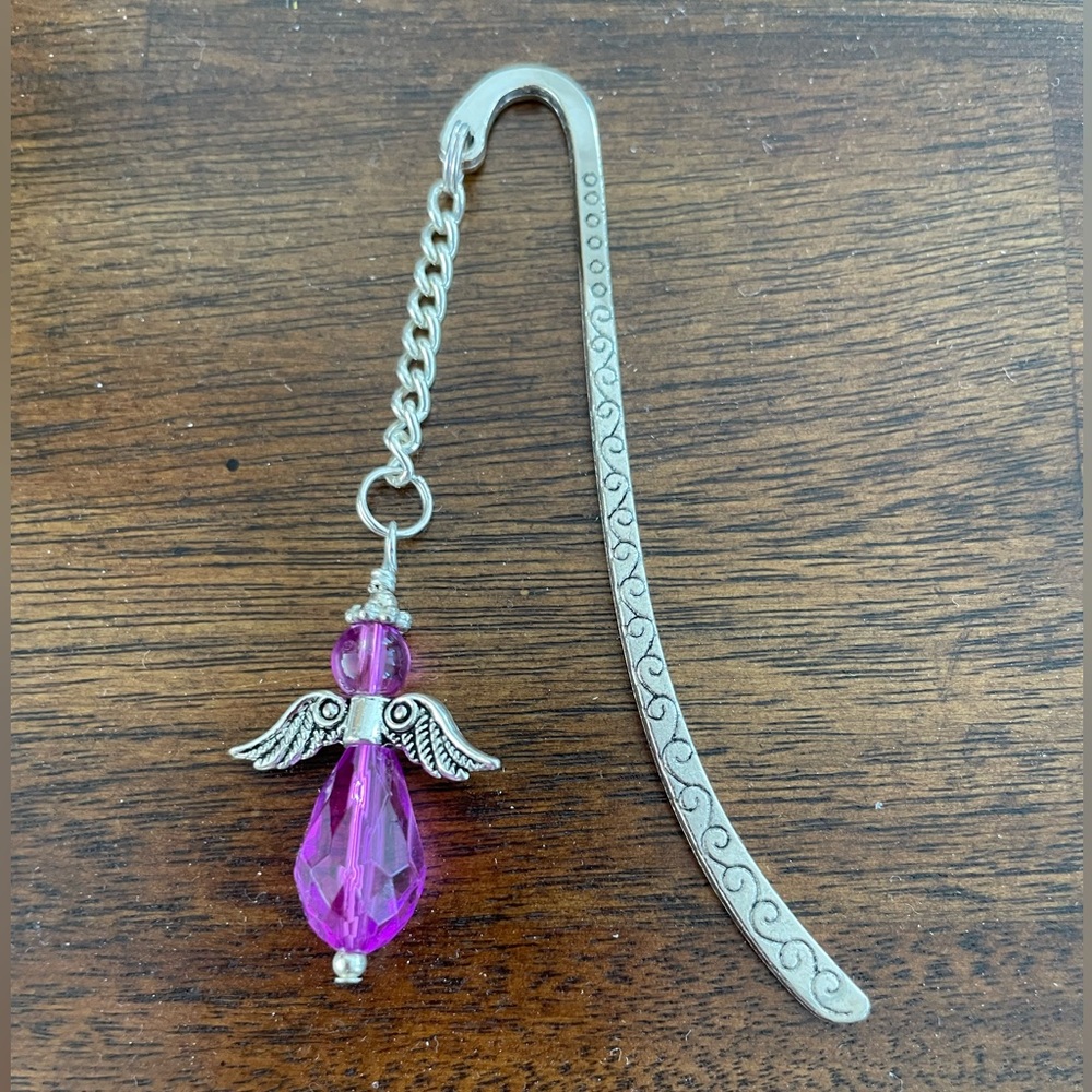 Handmade Purple Angel Fairy Bookmark with Silver Tone Hook - ideal gift